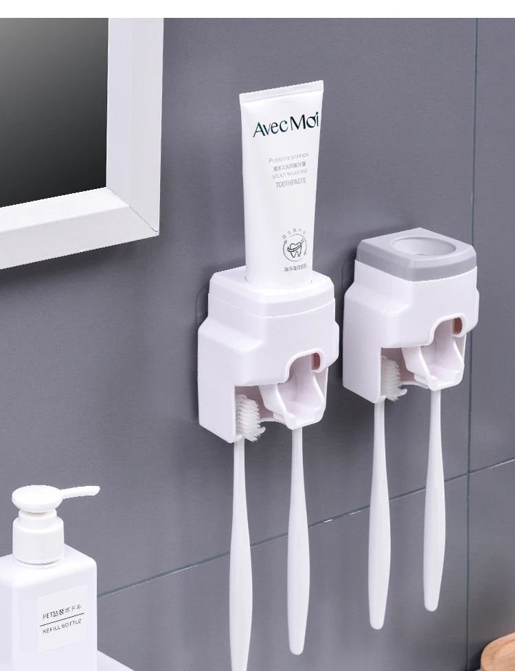 Toothpaste Dispenser & Toothbrush Holder