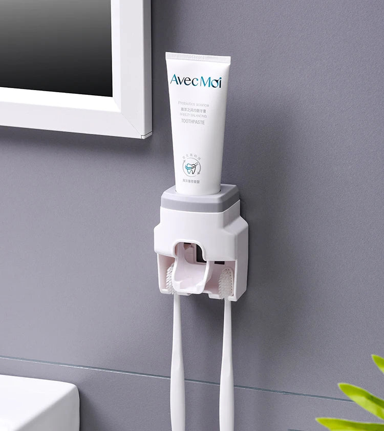 Toothpaste Dispenser & Toothbrush Holder